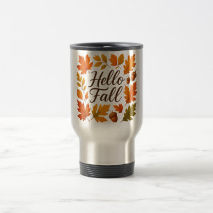 Hello Fall leaves and acorns Travel Mug