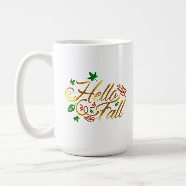 Hello Fall Leaves Coffee Mug (Left)