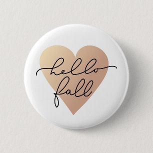 Hello Fall Love Heart 6 Cm Round Badge