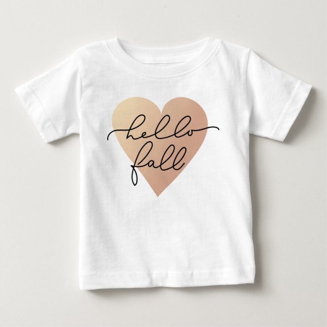 Hello Fall Love Heart Baby T-Shirt (Front)
