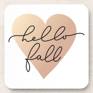 Hello Fall Love Heart Coaster