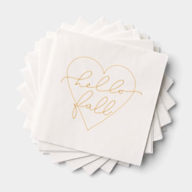 Hello Fall Love Heart Foil Napkins (Insitu (Stacked))