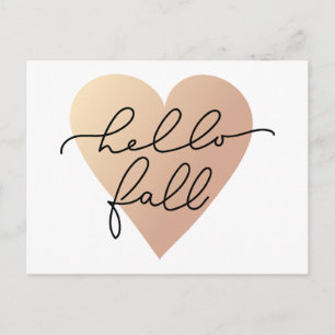 Hello Fall Love Heart Postcard