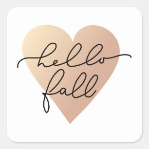 Hello Fall Love Heart Square Sticker