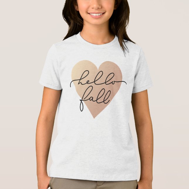 Hello Fall Love Heart Tri-Blend Shirt (Front)