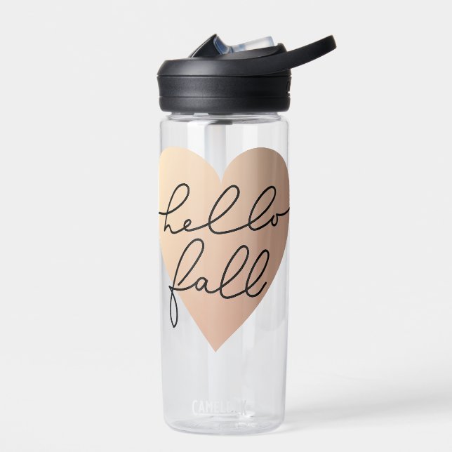 Hello Fall Love Heart Water Bottle (Left)