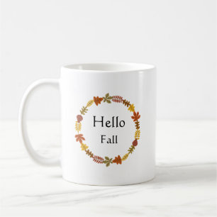 Hello Fall Minimalist Autumn - Rustic Leaves Coffee Mug