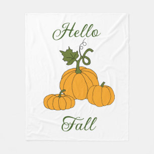 Hello Fall Minimalist Cute Fleece Blanket