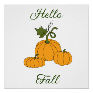 Hello Fall Minimalist Cute Poster