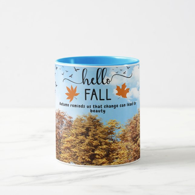 Hello Fall Mug: Embrace the Cosy Season Mug (Center)
