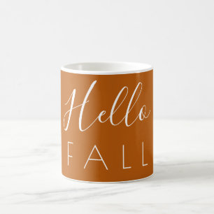 Hello Fall Orange Minimalist Autumn Coffee Mug
