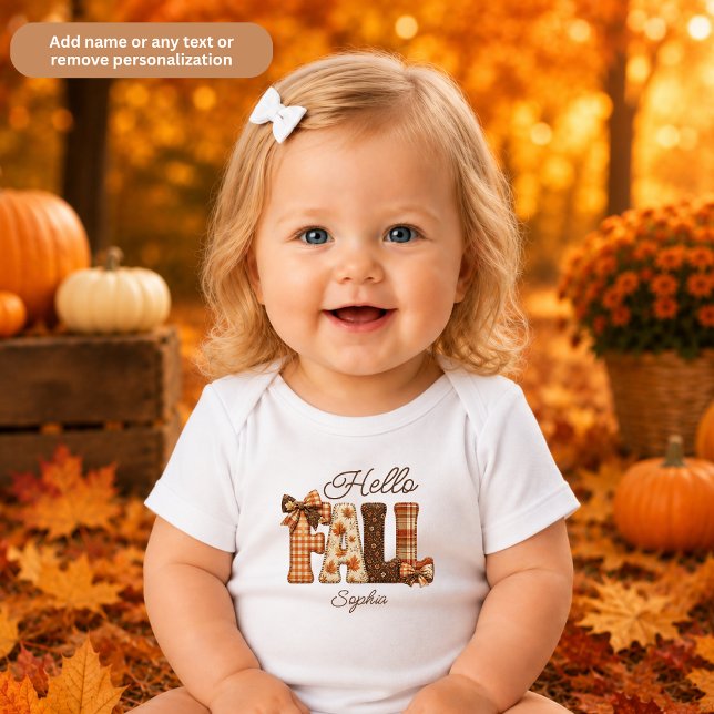 Hello Fall Personalised Patchwork Style Letters Baby Bodysuit (Creator Uploaded)