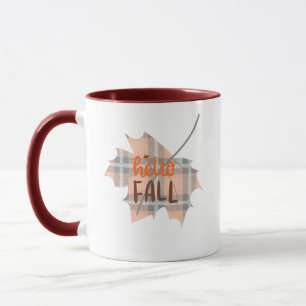Hello Fall Plaid Leaf Mug