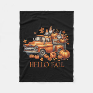 Hello Fall Pumpkin Ckup Truck Gnome Autumn Tree Fa Fleece Blanket