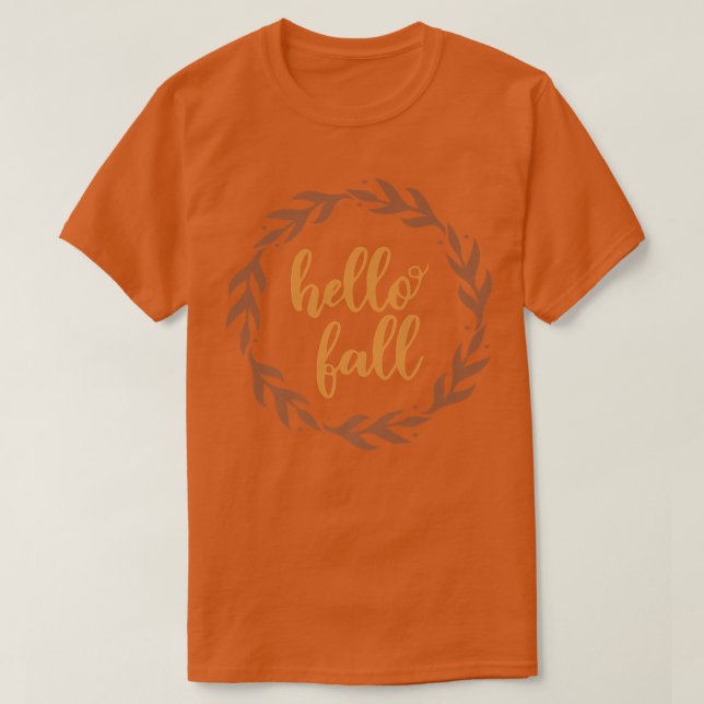 Hello Fall Pumpkin Halloween, Hello Fall Thanksgiv T-Shirt (Design Front)