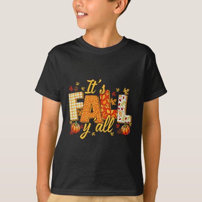 Hello Fall Pumpkin It's Fall Yall Fall Vibes Thank T-Shirt (Front)