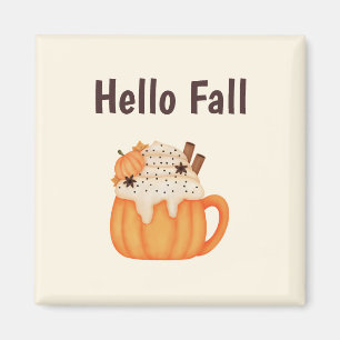 Hello Fall Pumpkin Latte Farmhouse Cute Magnet