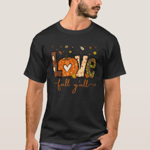 Hello Fall Pumpkin Love Fall Y all Leopard Peace L T-Shirt