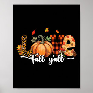 Hello Fall Pumpkin Love Fall Y'all Leopard Fall Th Poster