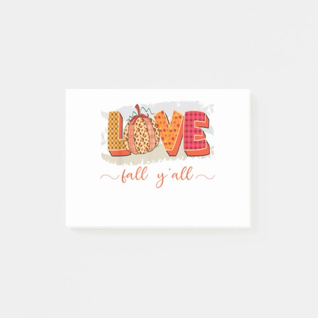 Hello Fall Pumpkin Love Fall Y'All Leopard Peace L Post-it Notes (Front)