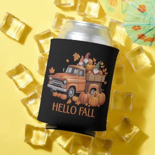 Hello Fall Pumpkin Pickup Truck Gnome Autumn Tree Can Cooler