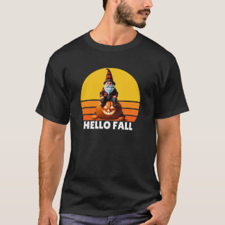 Hello Fall Pumpkin Plaid Truck Gnomes For Hallowee T-Shirt