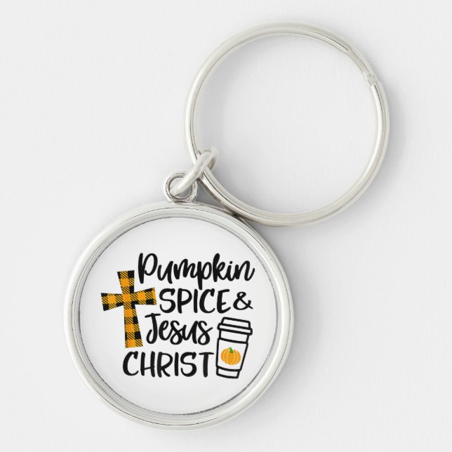 Hello Fall Pumpkin Spice & Jesus Christ Fall Chris Key Ring (Front)