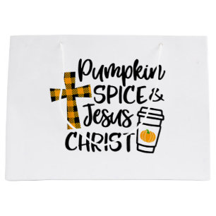 Hello Fall Pumpkin Spice & Jesus Christ Fall Chris Large Gift Bag
