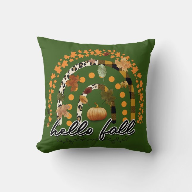 Hello Fall Pumpkin Trendy Cotton 16"X16 Cushion (Front)