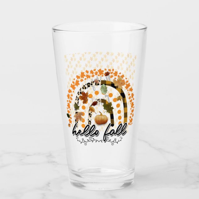 Hello Fall Pumpkin Trendy Glass (Front)