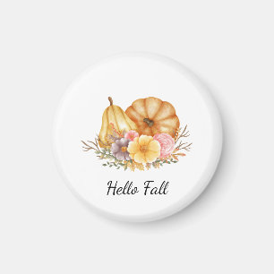 Hello Fall Pumpkins and Flowers – Cosy Autumn Magnet