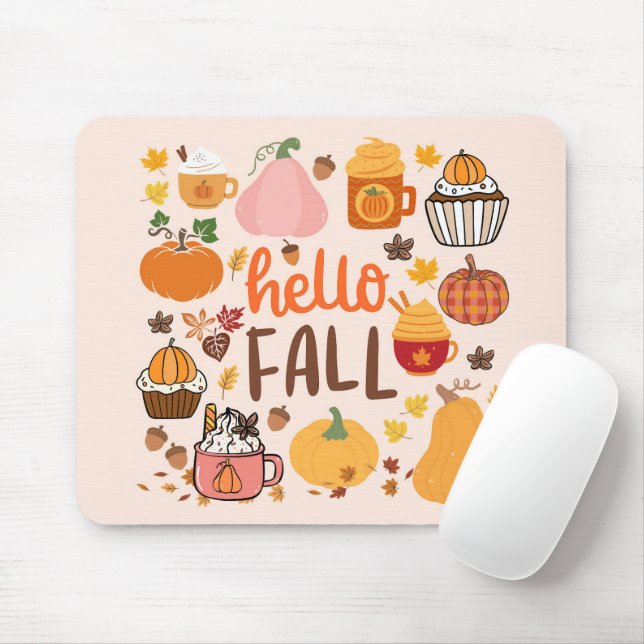 Hello Fall Pumpkins Mouse Mat (With Mouse)