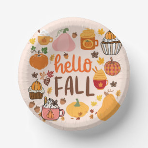 Hello Fall Pumpkins Paper Plate