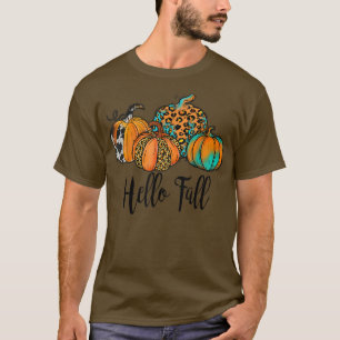 Hello Fall Pumpkins Southern Style Tee Cow Print A