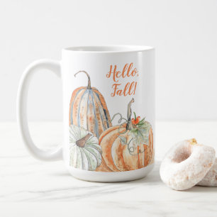 Hello Fall Pumpkins Watercolor Autumn Coffee Mug