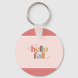 Hello Fall Retro Typography Key Ring