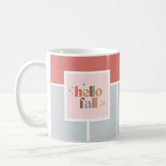 Hello Fall Retro Typography Striped Coffee Mug