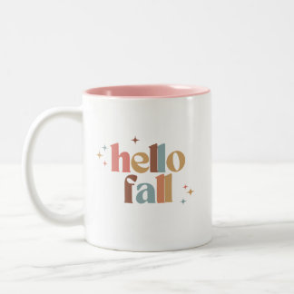 Hello Fall Retro Typography Two-Tone Coffee Mug