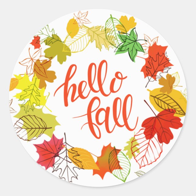 "Hello Fall" Square Stickers (Front)