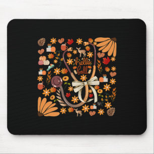 Hello Fall Stethoscope Nurse Boho Floral Health Ca Mouse Mat