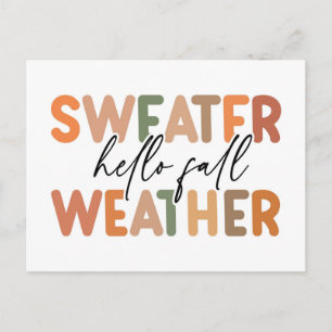 Hello Fall Sweater Weather Postcard