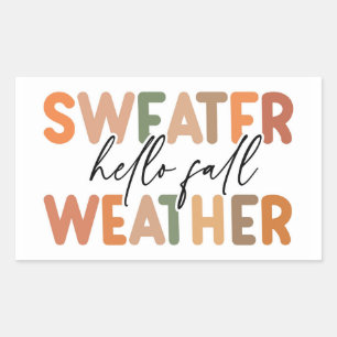 Hello Fall Sweater Weather Rectangular Sticker