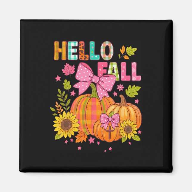 Hello Fall Thanksgiving Coquette Boho Floral Fall  Magnet (Front)