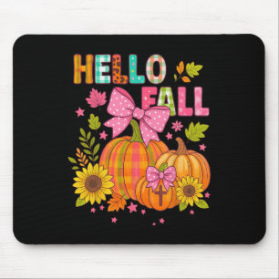 Hello Fall Thanksgiving Coquette Boho Floral Fall Mouse Mat