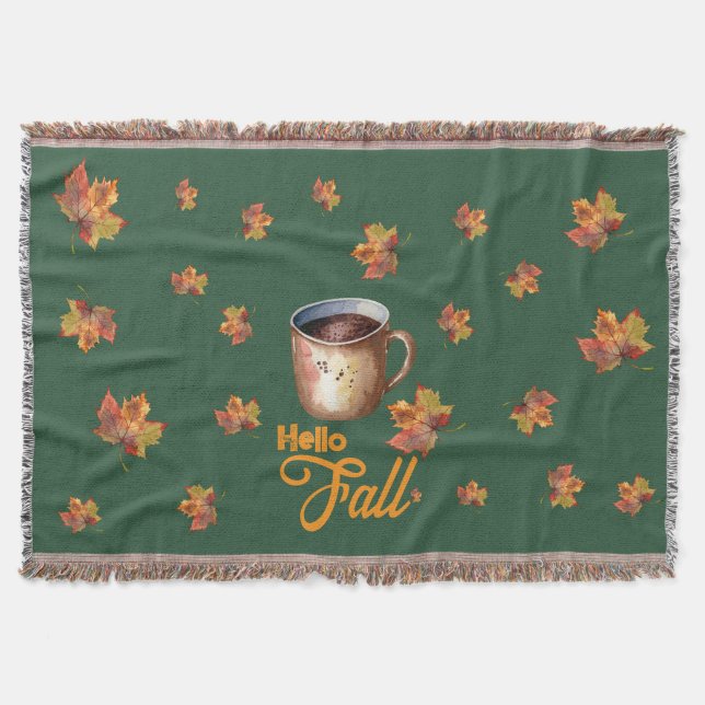 Hello fall throw blanket (Front)