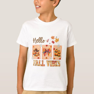 Hello Fall Vibes Coquette Bow Pumpkin Spice Thanks T-Shirt