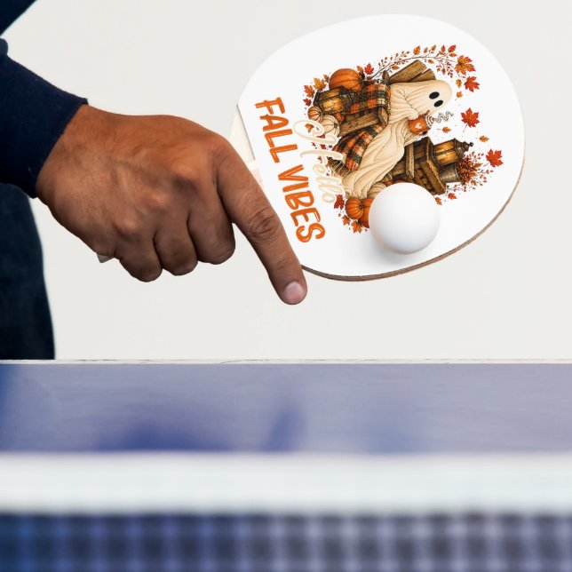 Hello Fall Vibes Ghost Cute Autumn Pumpkin Ping Pong Paddle (Insitu)