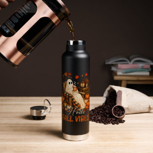 Hello Fall Vibes Ghost Cute Autumn Pumpkin Water Bottle