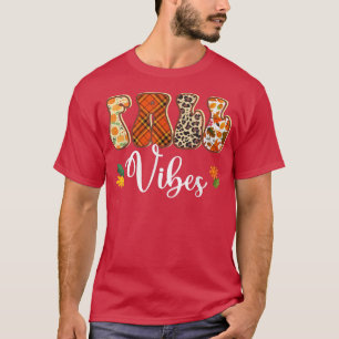 Hello Fall Vibes Leopard Plaid Fall Leaves Autumn T-Shirt