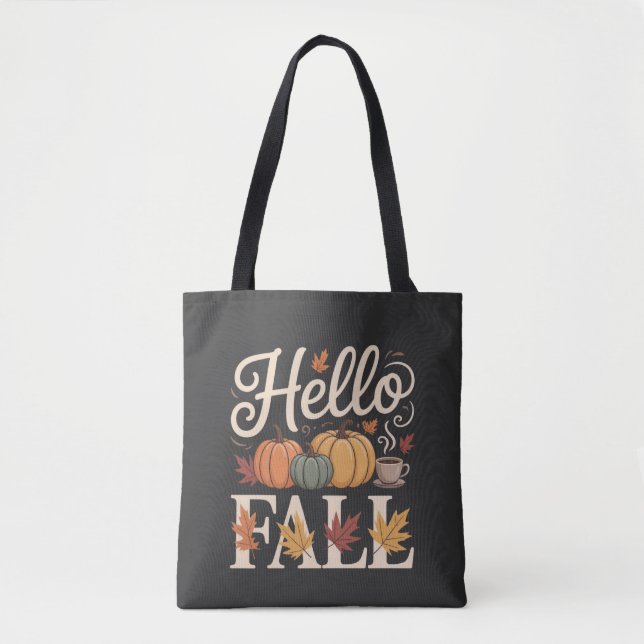 Hello Fall Vintage Autumn Style Tote Bag (Front)